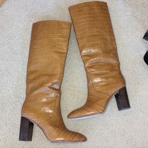 Loeffler Randall Goldy Boot in tan crocodile effect 10.5 B